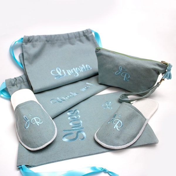 conjunto viaje con iniciales