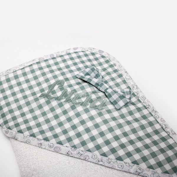 capa baño vichy con lazo y nombre Lucía